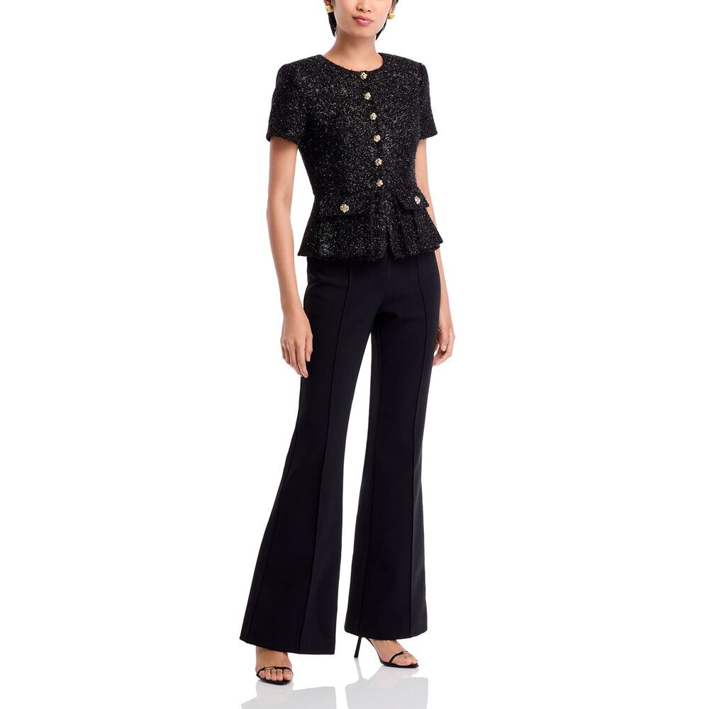 Self Portrait Black Bouclé Metallic Tinsel Jumpsuit - Size 4 - NWT